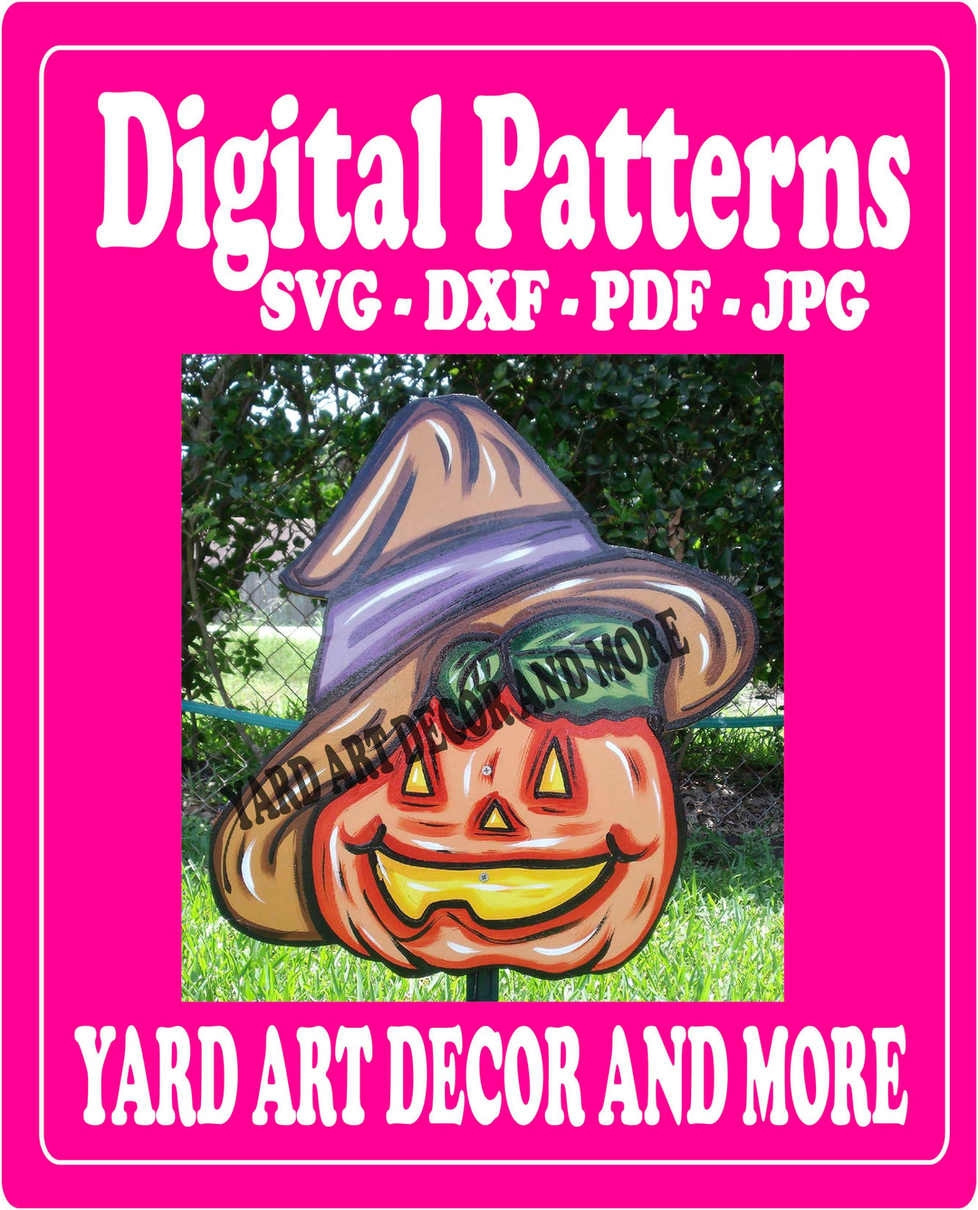 Halloween Pumpkin with Hat Yard Art Decor Digital Template