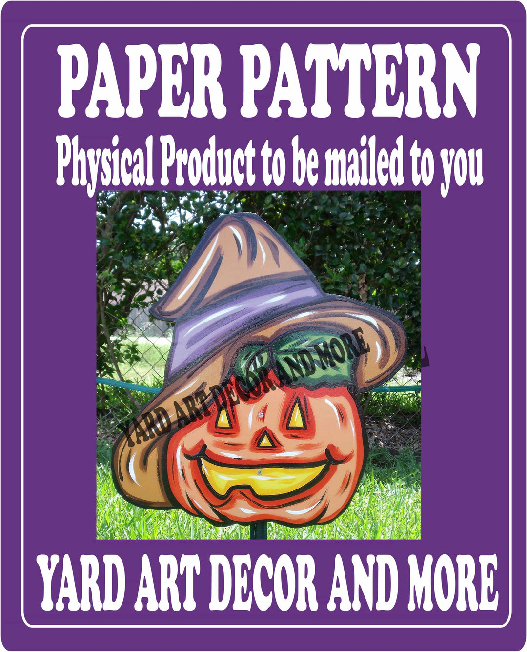 Halloween Pumpkin with Hat Yard Art Decor Paper Pattern