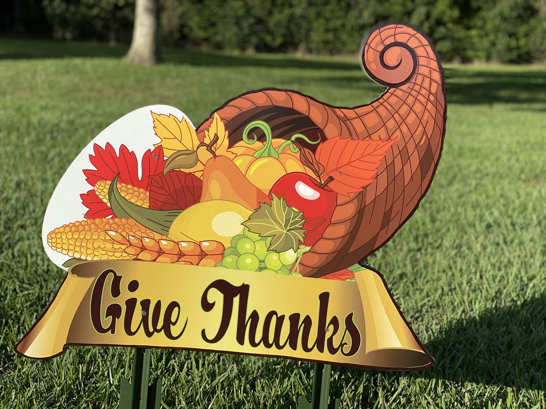 Outdoor cornucopia Thanksgiving Yard Art