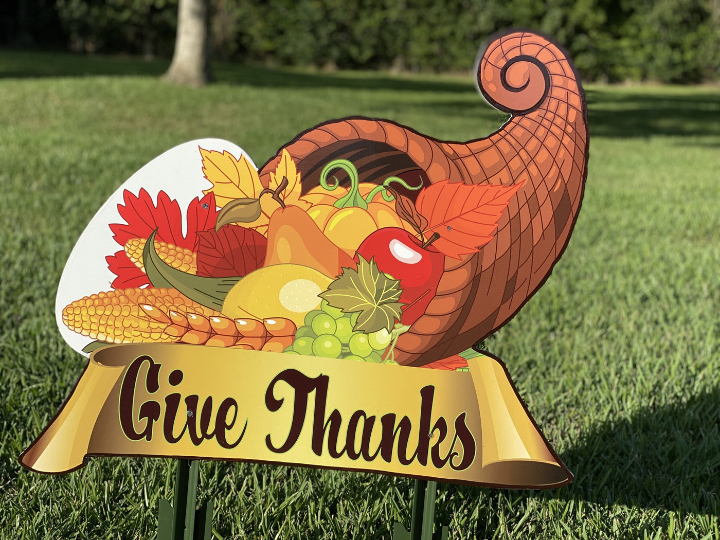 Outdoor cornucopia Thanksgiving Yard Art