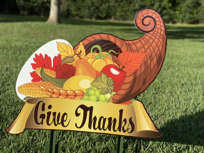 Outdoor cornucopia Thanksgiving Yard Art