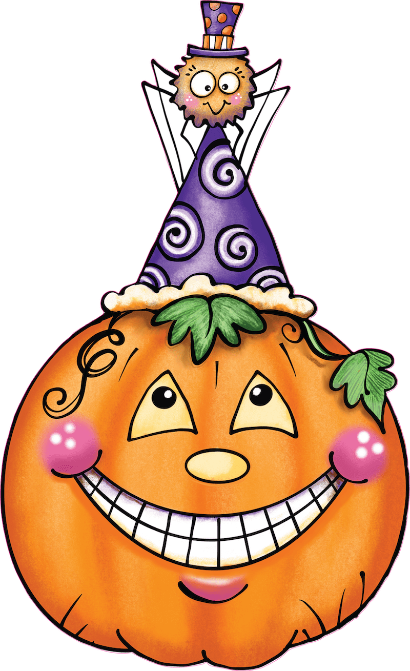 Smiling Pumpkin with Spider Top Hat Yard Art Decoration