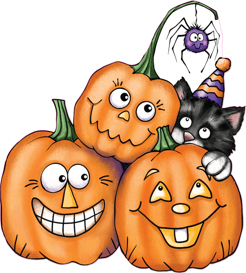 Pumpkin Trio with Black Cat Yard Art Decoration