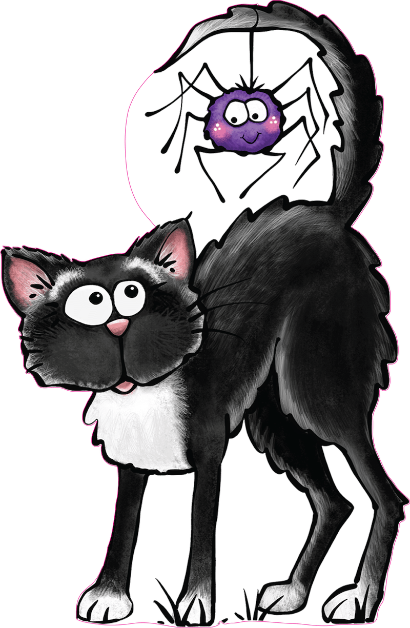 Black Cat with Spider on his Tail Yard Art Decoration