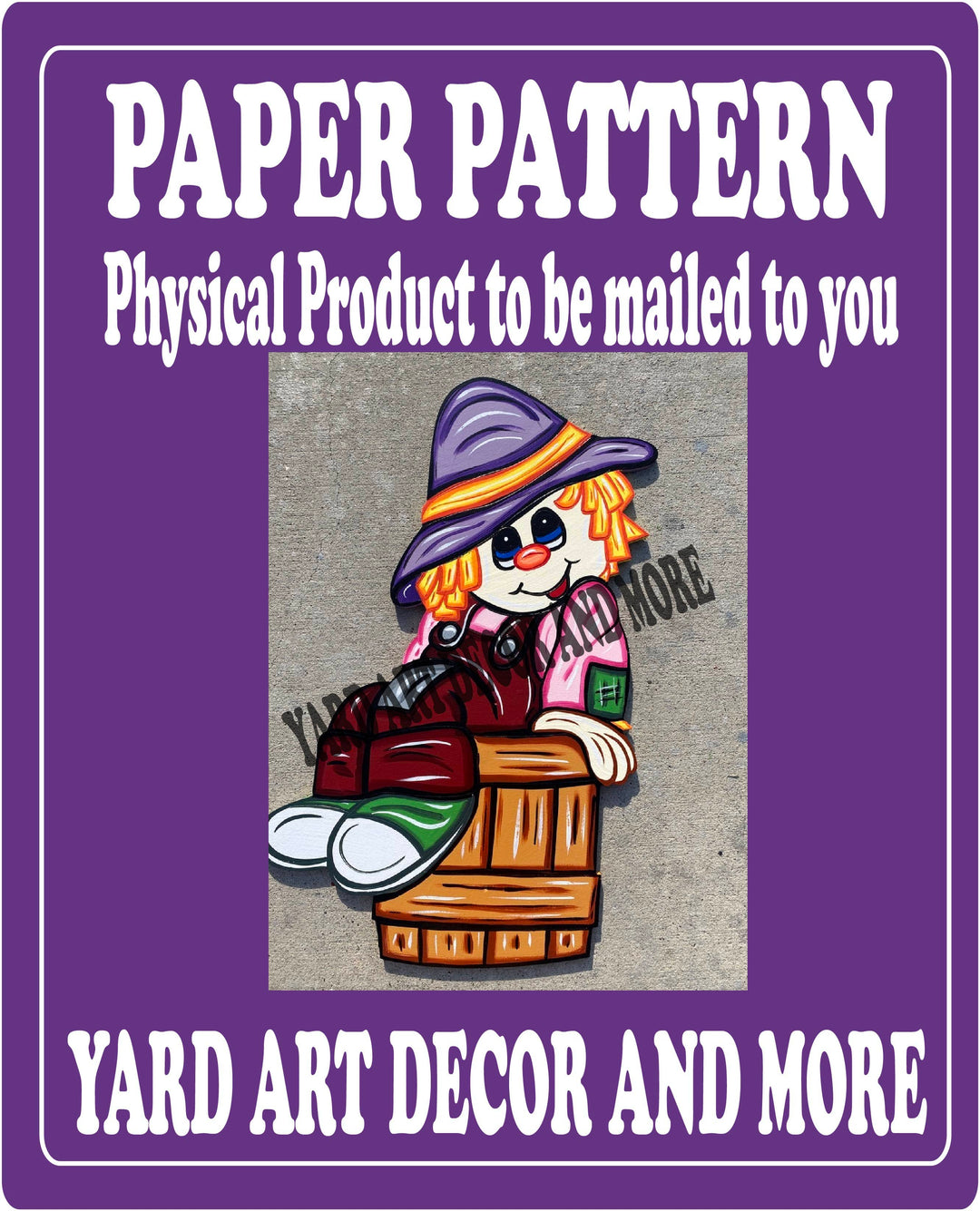 Fall Scarecrow sits in Bucket yard Art Decor paper pattern