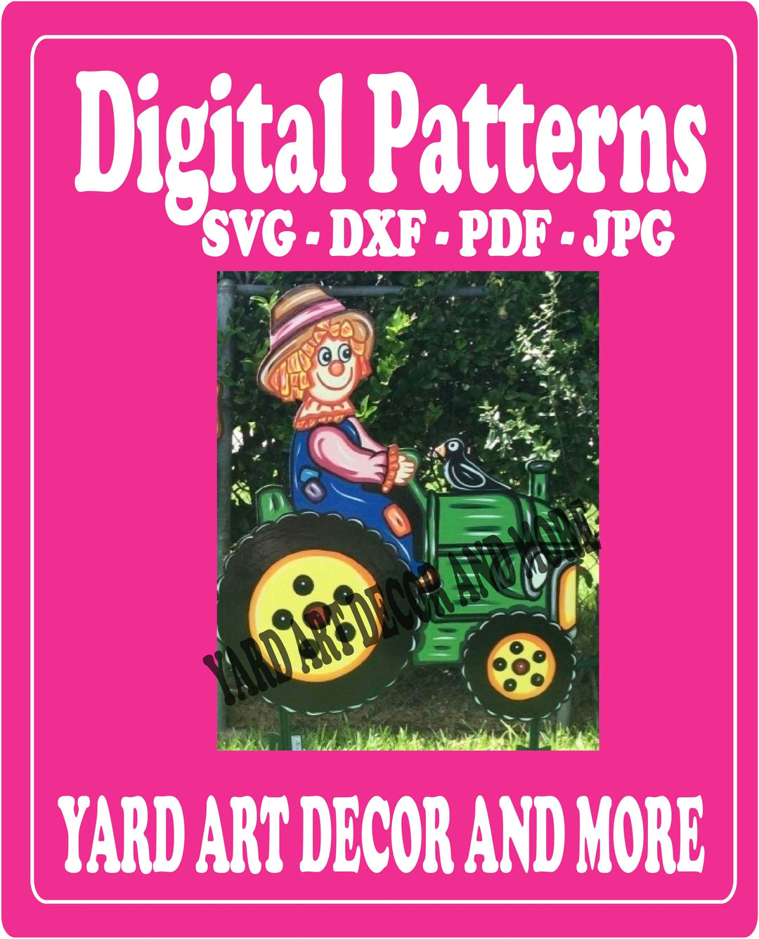 Fall Scarecrow drives Tractor yard art Digital Template