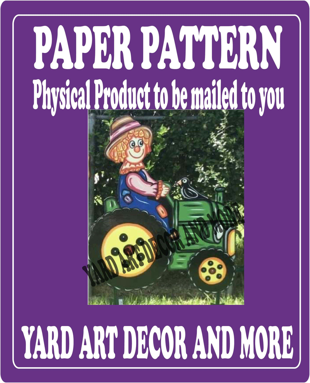 Fall Scarecrow drives Tractor yard art Paper Pattern