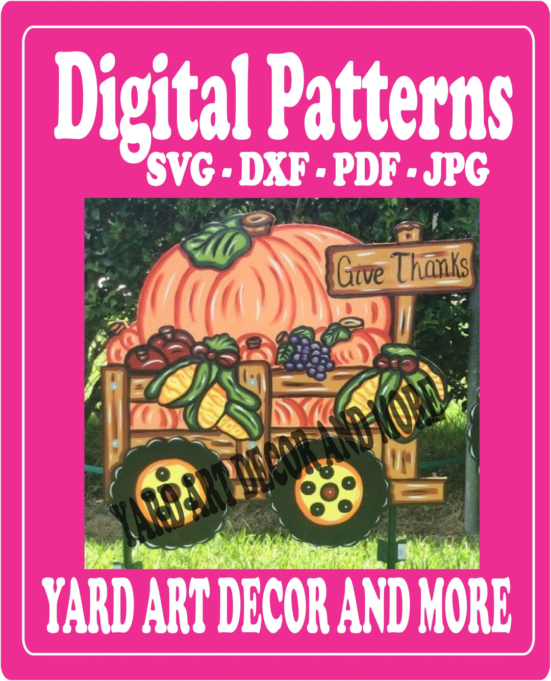 Fall Trailer of Pumpkins Yard Decor Digital Template
