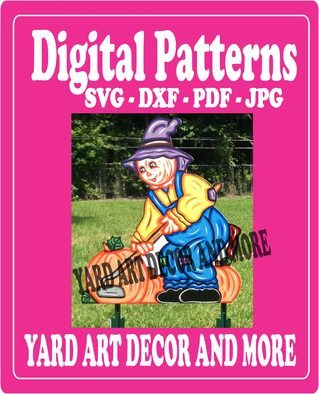 Fall Scarecrow with pumpkins yard decor digital file