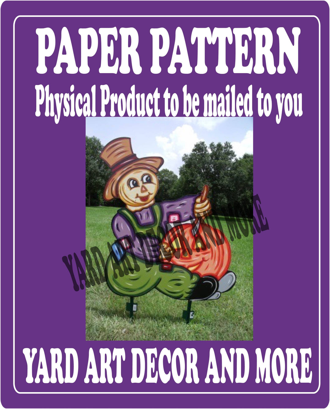 Fall Scarecrow Carving a Pumpkin Yard Decor Digital Template