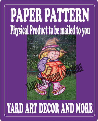 Fall Scarecrow carries pumpkin yard sign paper pattern