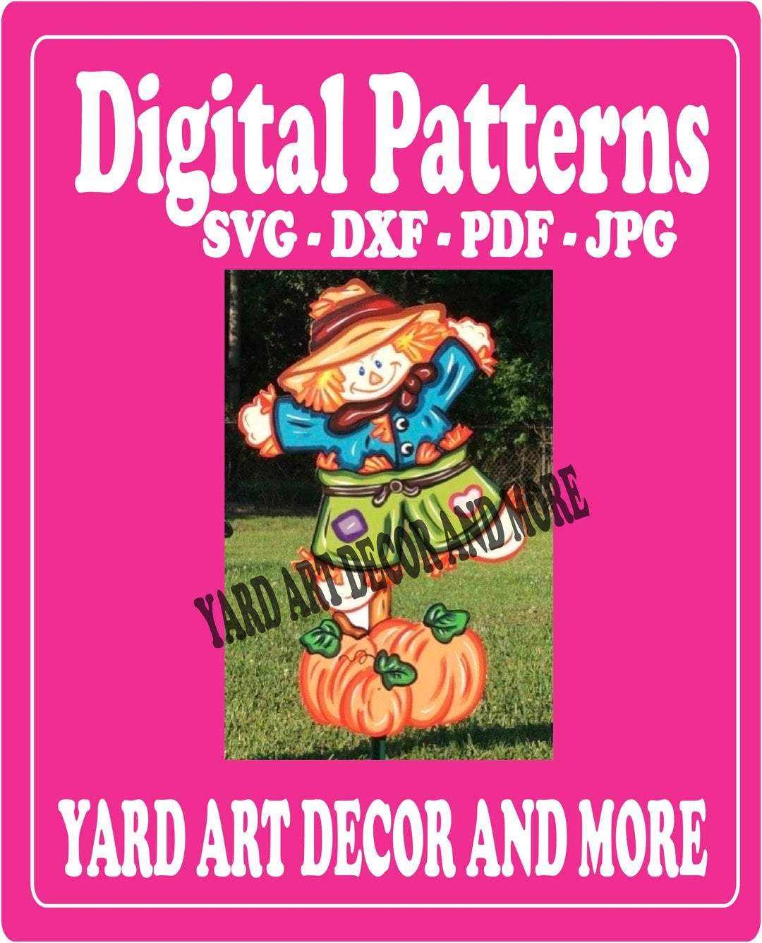Fall Scarecrow on Stick Yard Sign Digital Template
