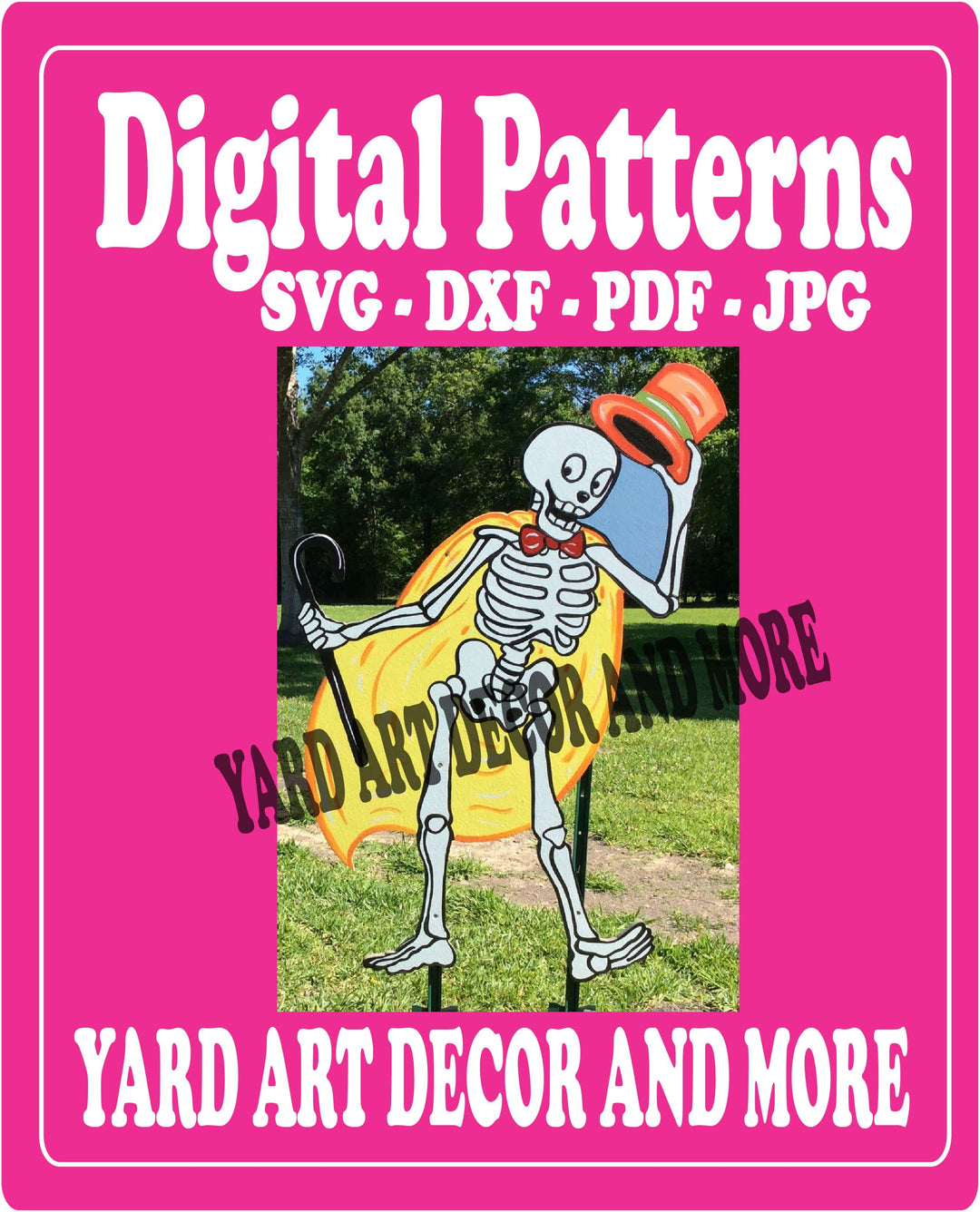 Halloween Skeleton with Top Hat Digital Template File