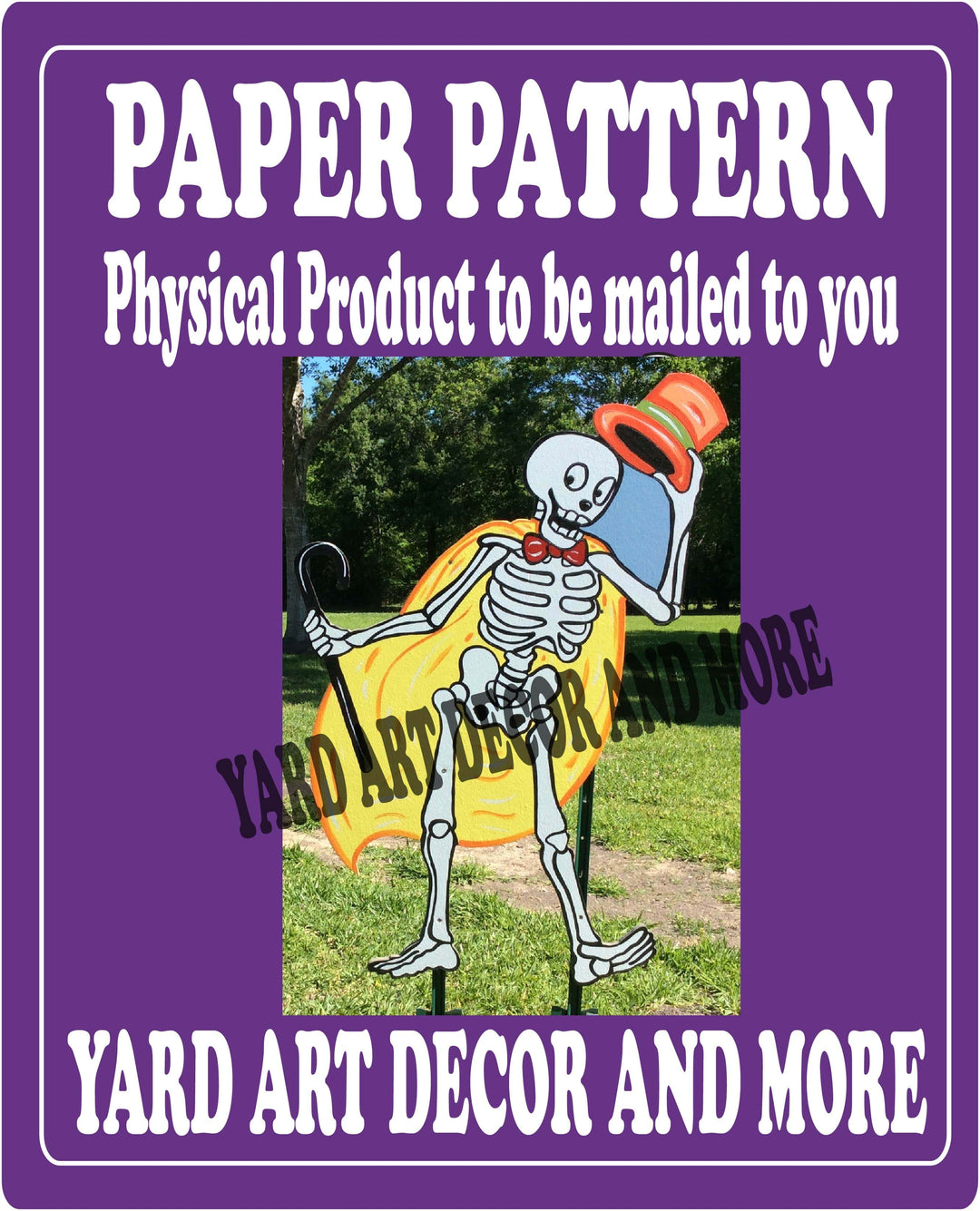 Halloween Skeleton with Top Hat Paper Pattern