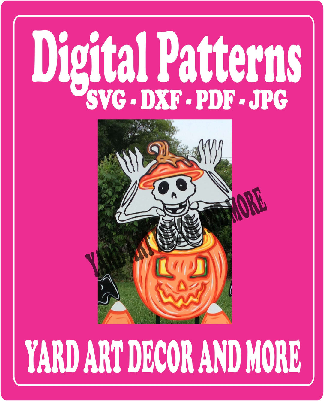 Halloween Skeleton out of Pumpkin Yard Sign Digital File