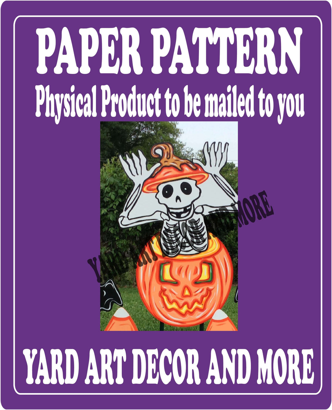 Halloween Skeleton out of Pumpkin Yard Sign Paper Pattern
