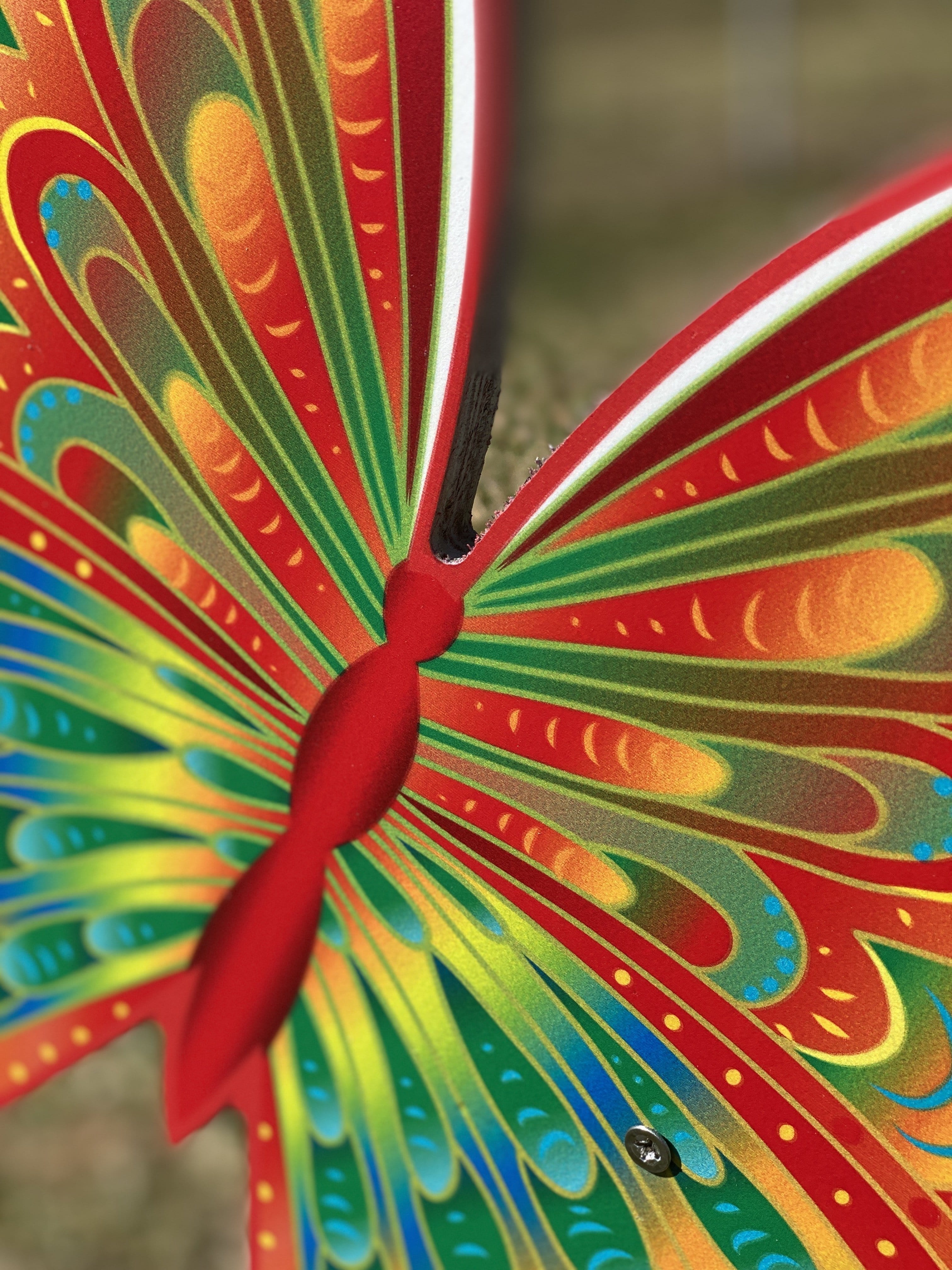 Butterfly lawn and garden decorations. Yard art signs of insects and animals for sale at Yard Art Decor and More. 