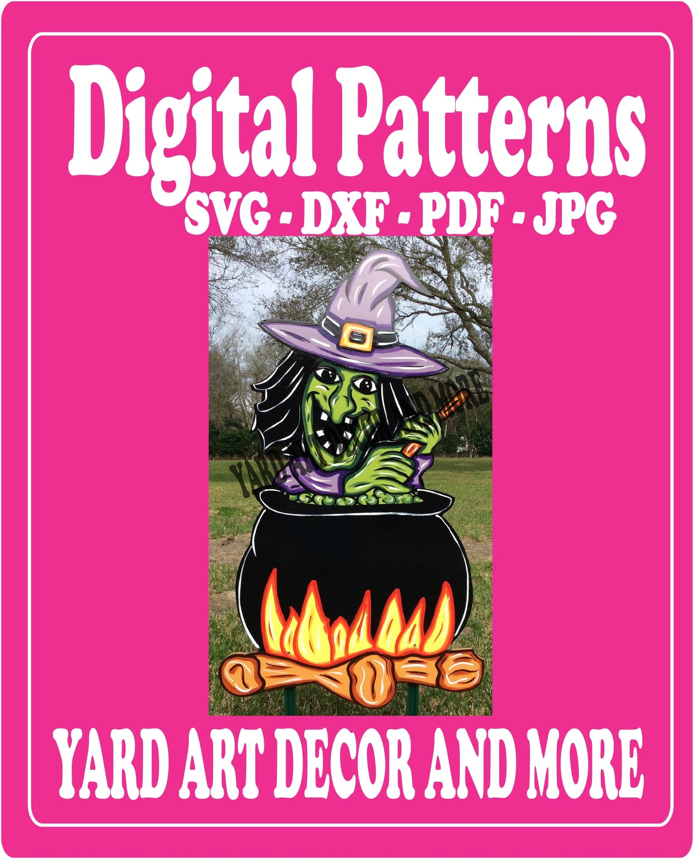 Halloween Witch Stirring Pot Yard Art Decor Digital Template