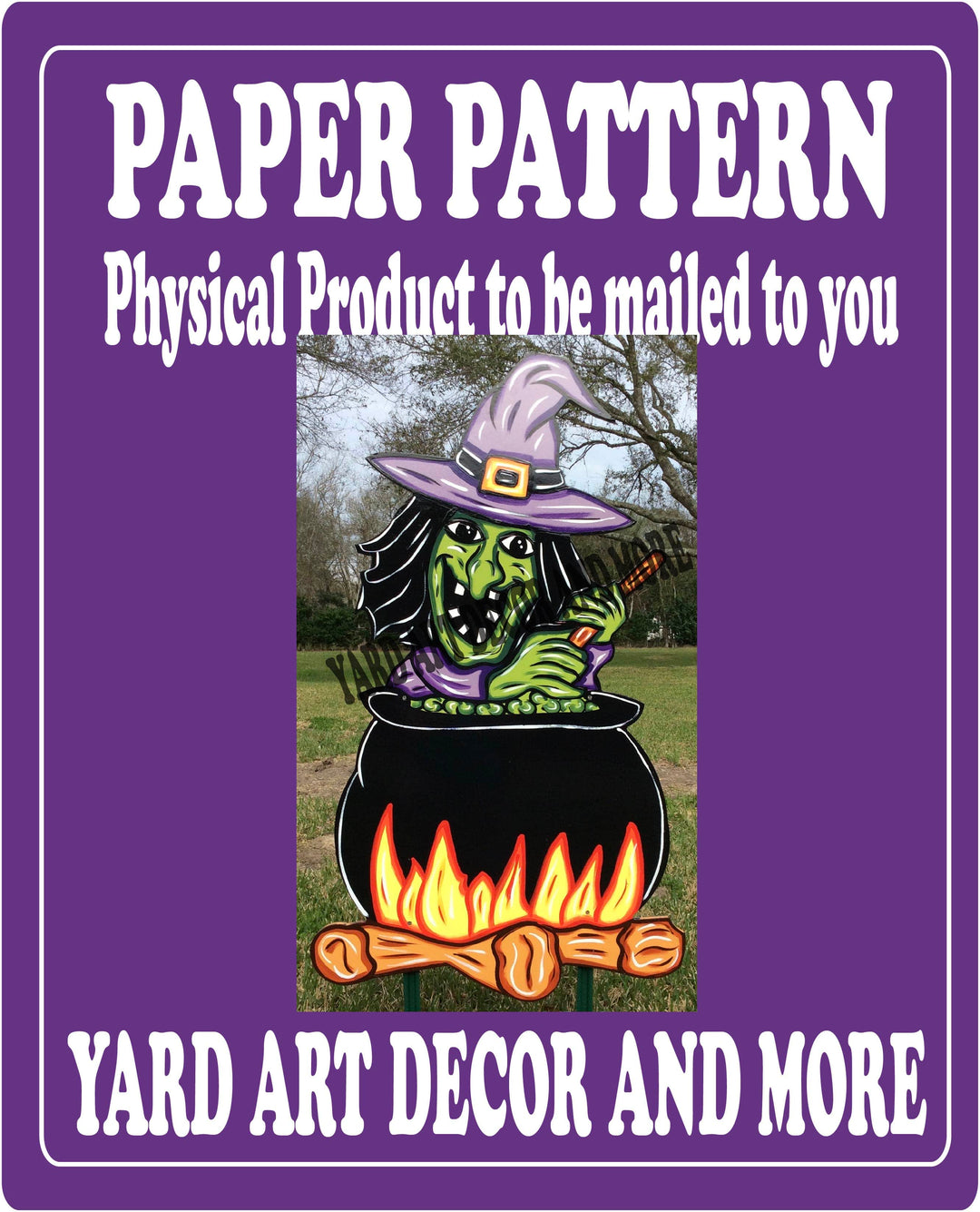 Halloween Witch Stirring Pot Yard Art Decor Paper Pattern