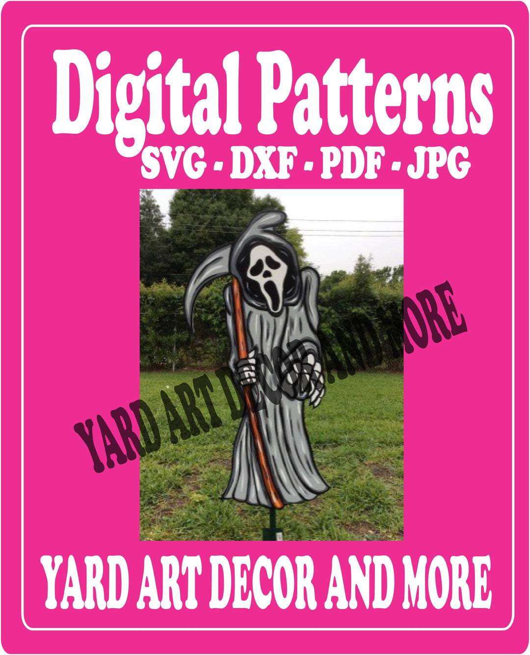 Halloween Grim Reaper with Blade yard sign Digital Template