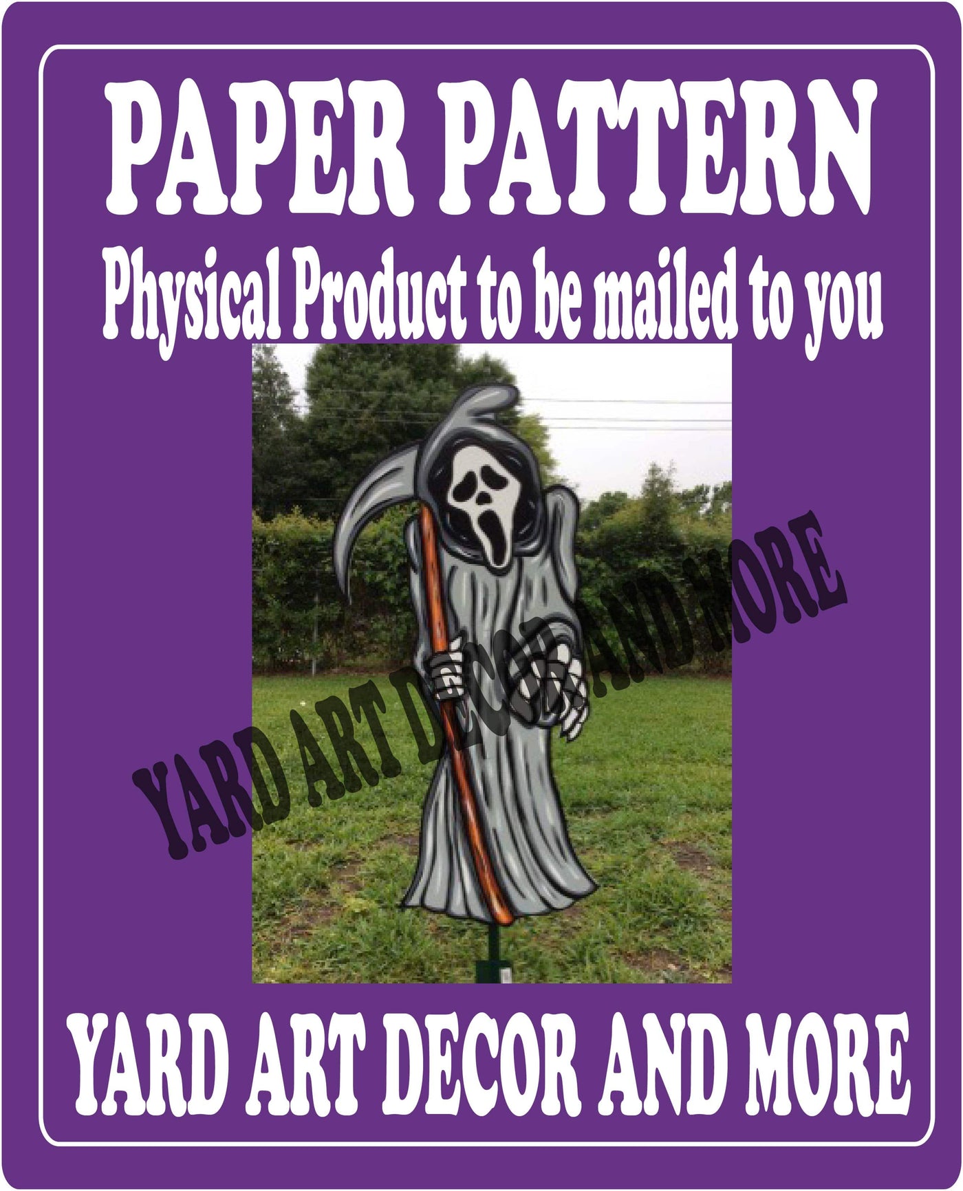 Halloween Grim Reaper with Blade yard sign Paper Pattern