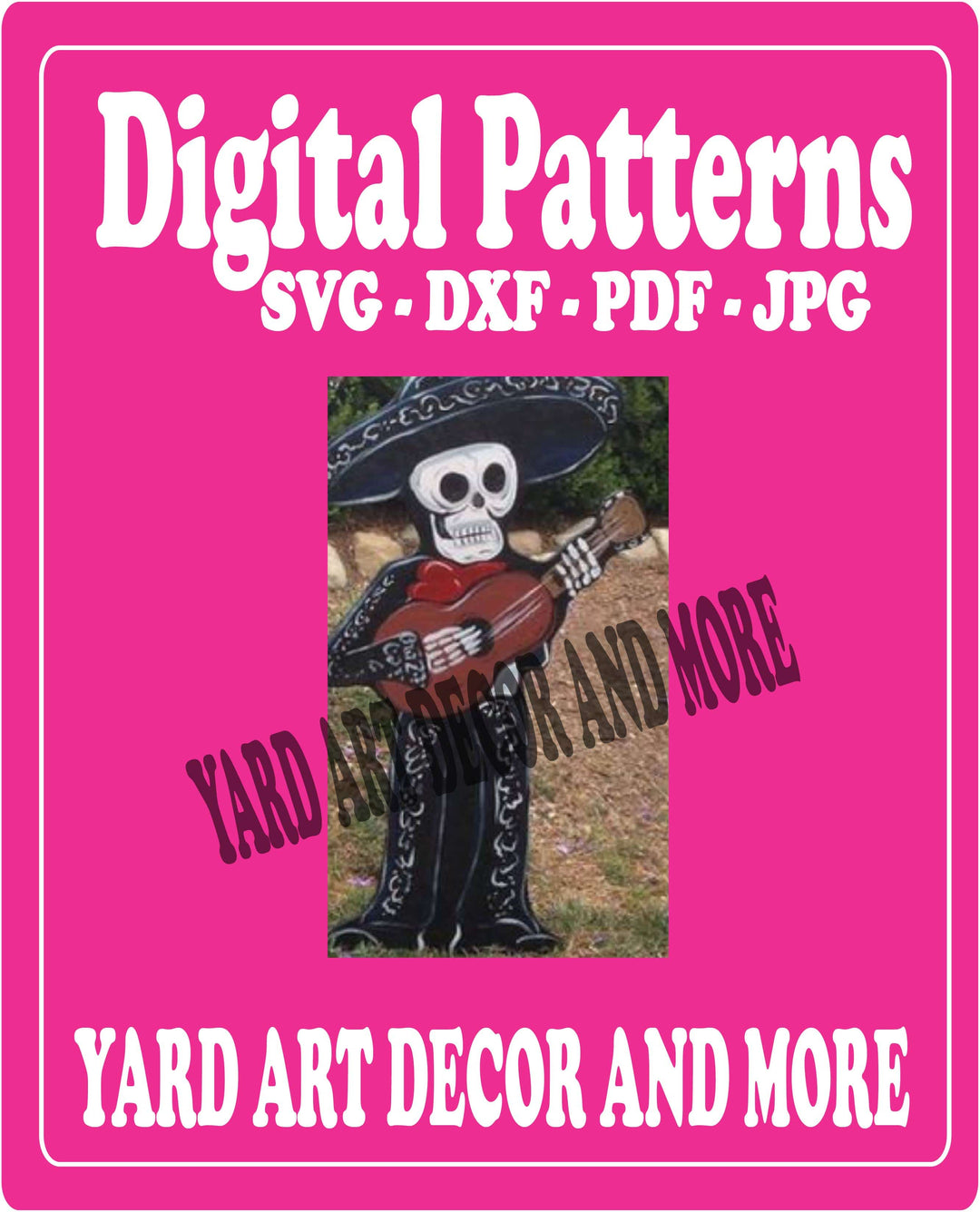 Day of the Dead Mariachi Plays Guitar Yard Sign Digital Template