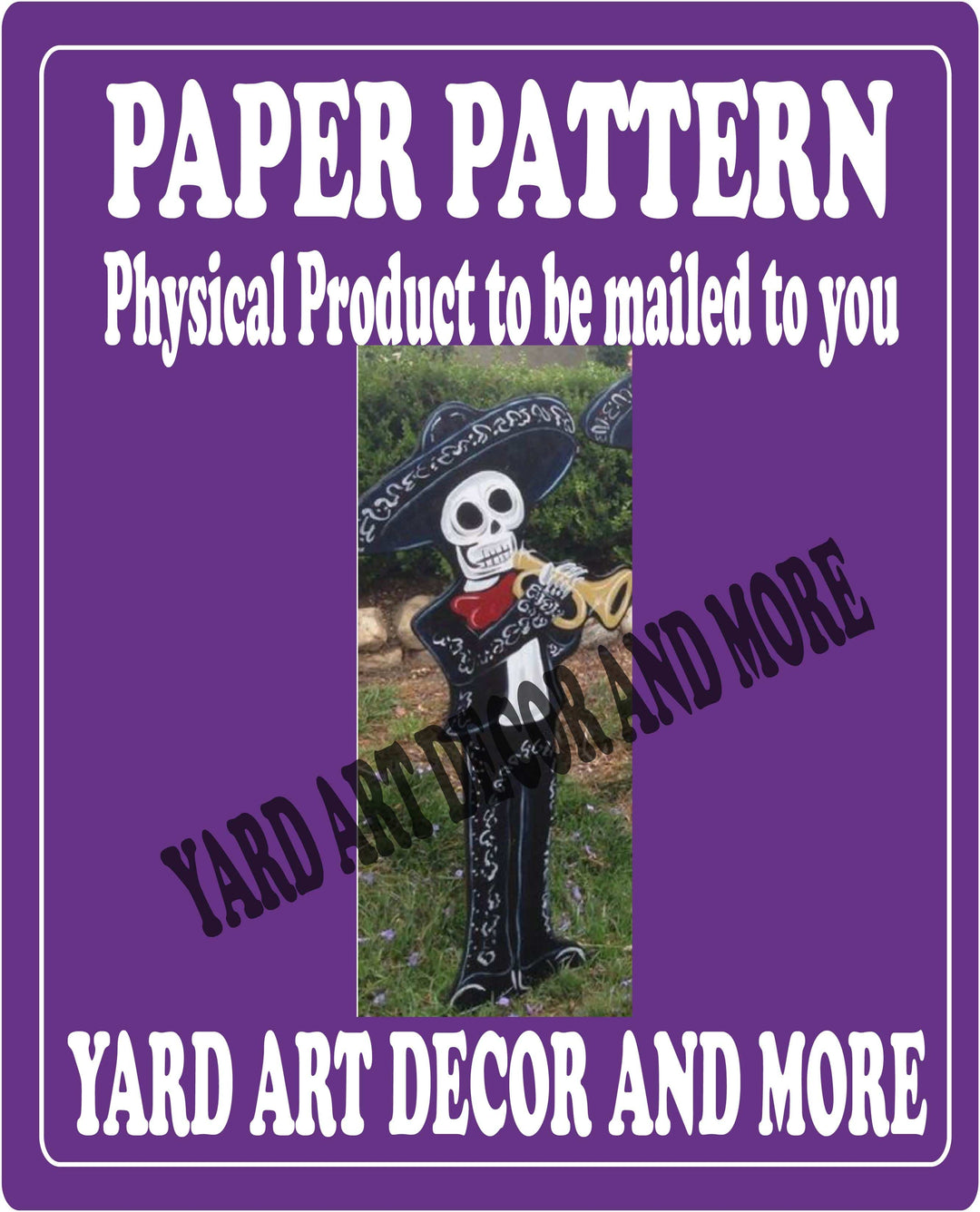 Day of the Dead Mariachi Yard Sign Paper Pattern