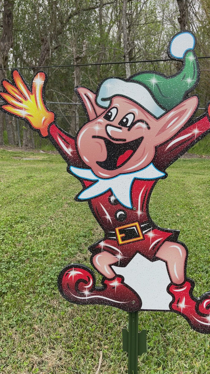 Christmas Elf Playing Football Yard Art