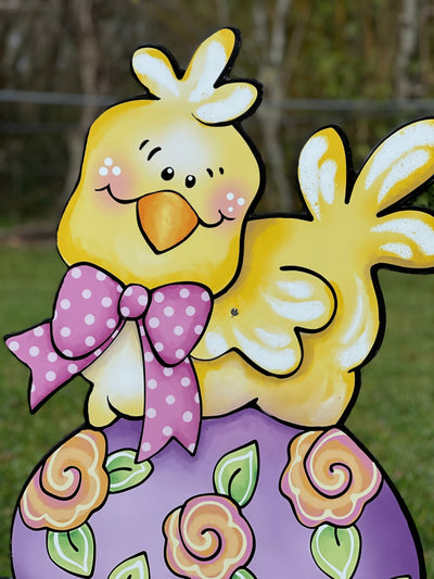 Easter Chick on Egg Yard Sign Decoration