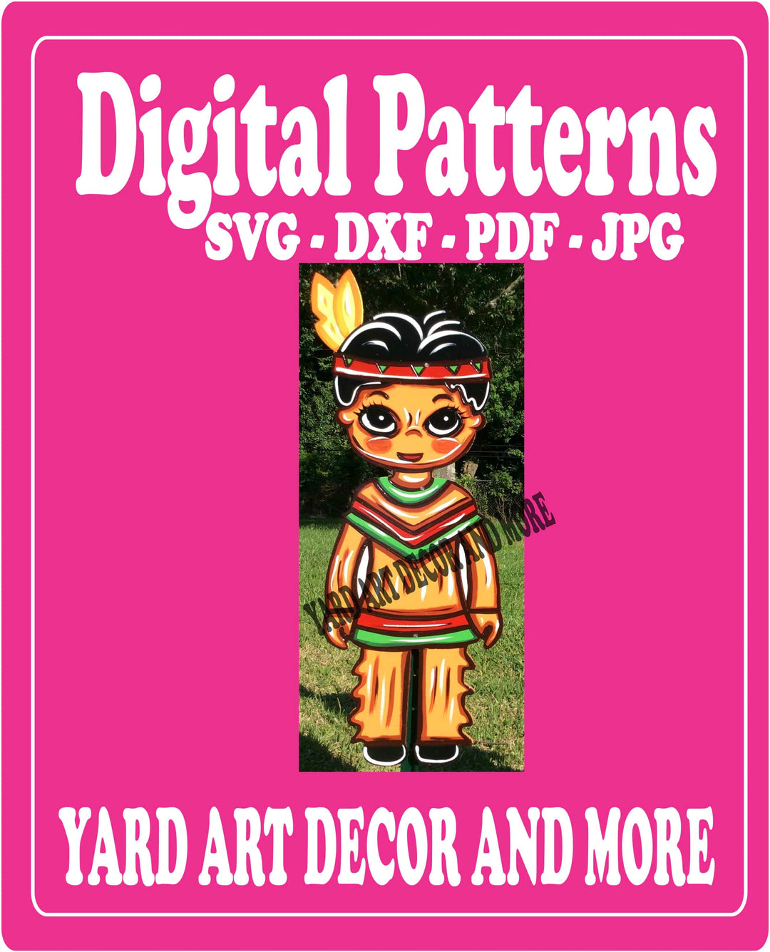Thanksgiving Native American Boy yard art decor digital template