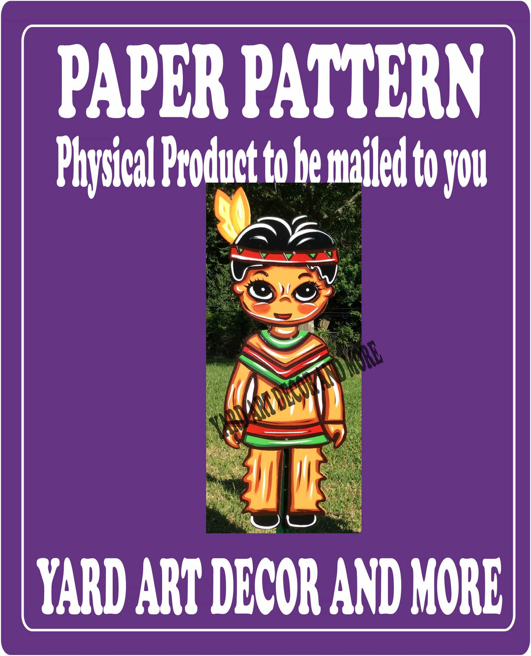 Thanksgiving Native American Boy yard art decor paper pattern