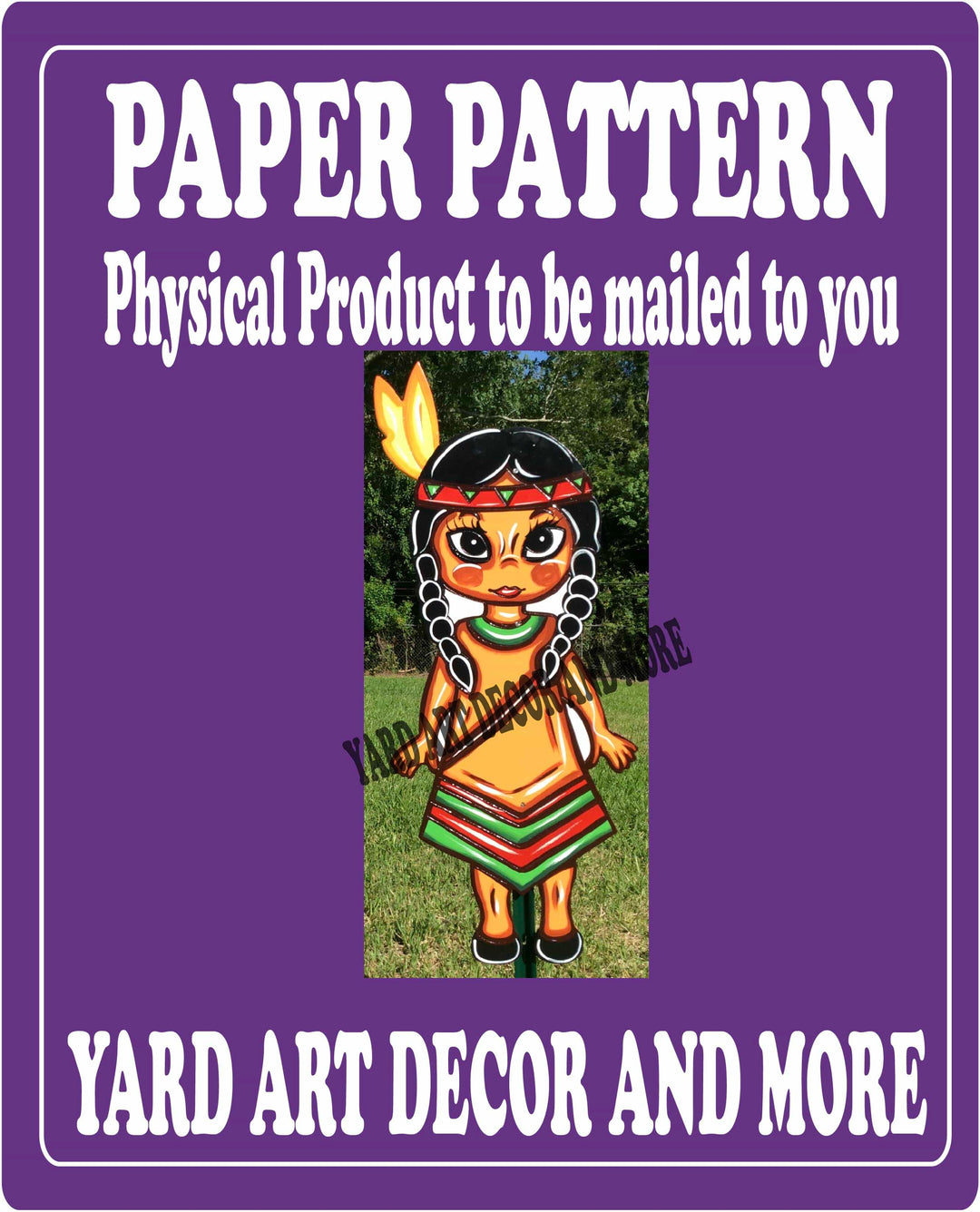 THANKSGIVING NATIVE AMERICAN GIRL YARD ART DECOR paper pattern