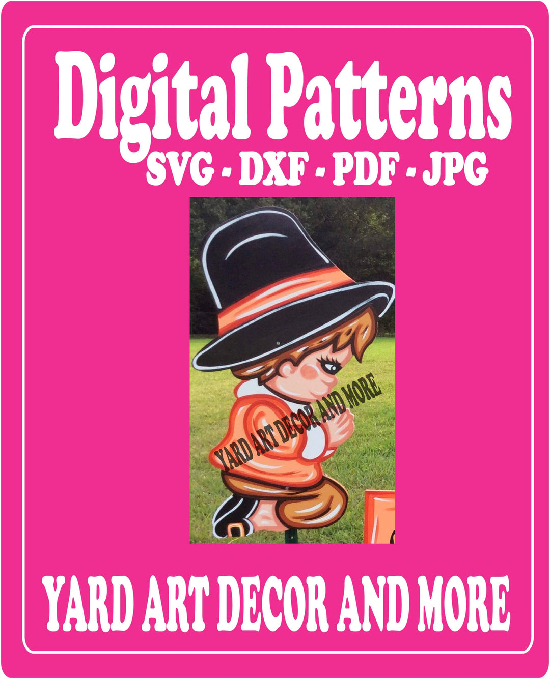 Thanksgiving Praying Pilgrim Boy yard art decor digital template