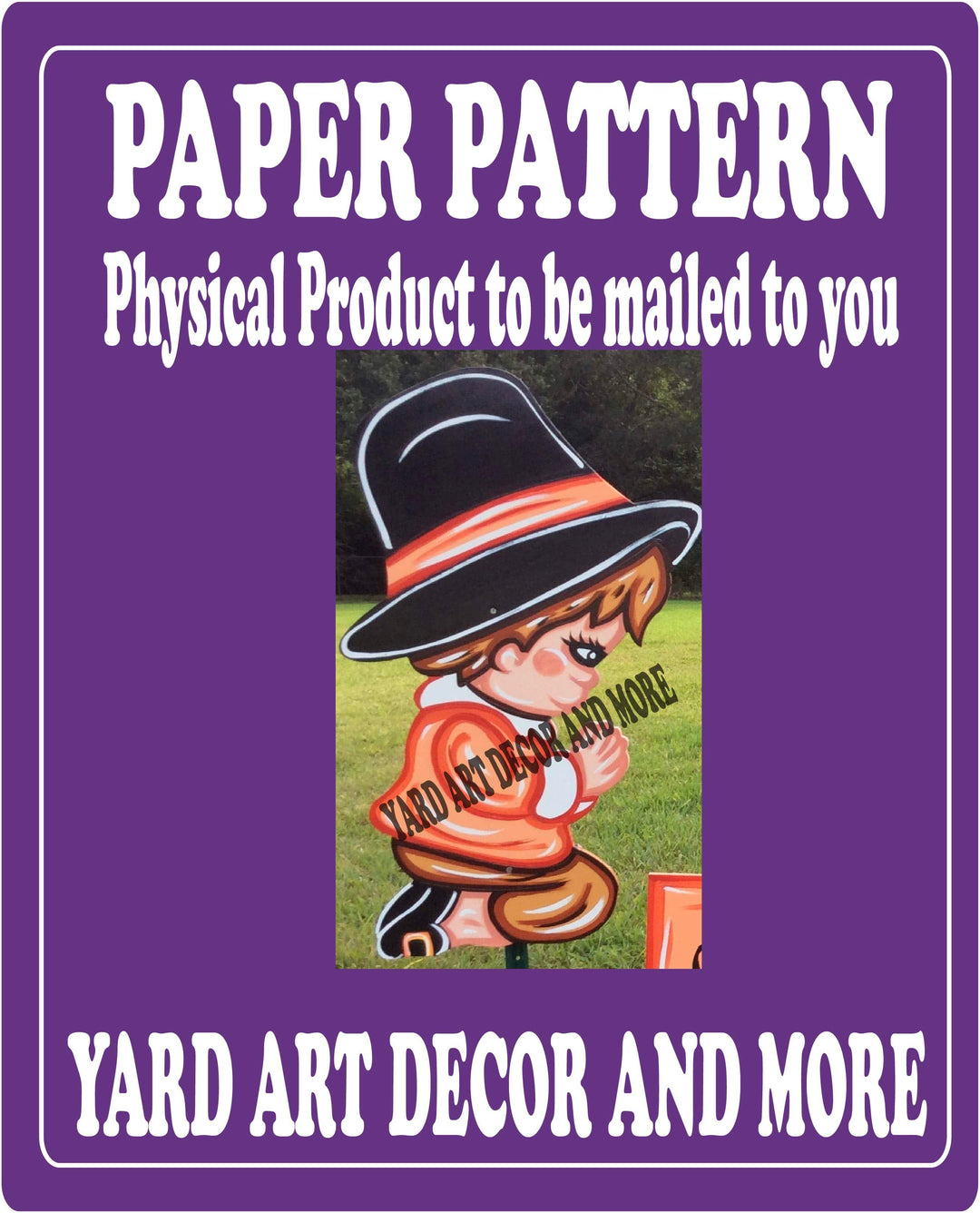 Thanksgiving Praying Pilgrim Boy yard art decor paper pattern