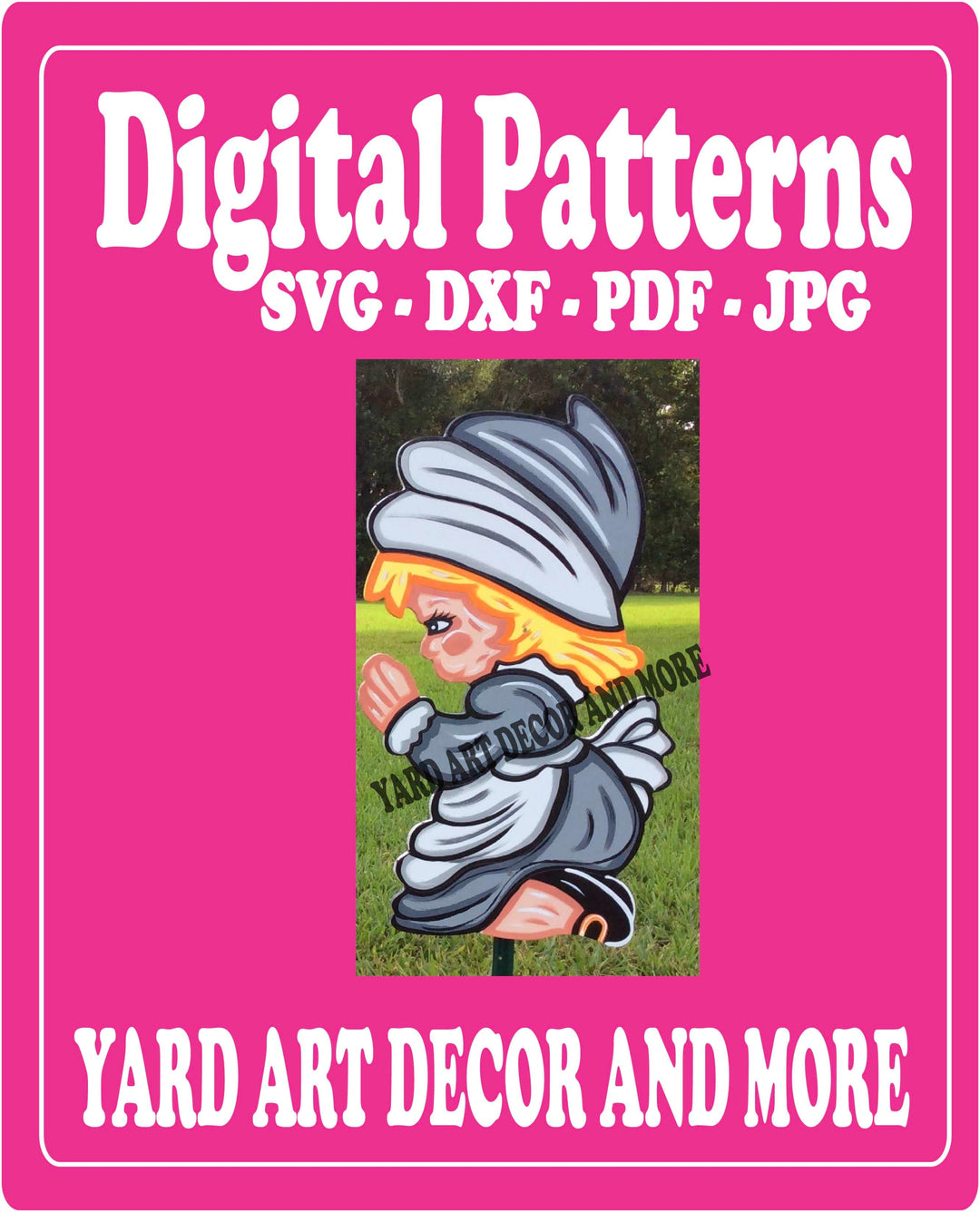 Thanksgiving Praying Pilgrim Girl yard art decor digital template