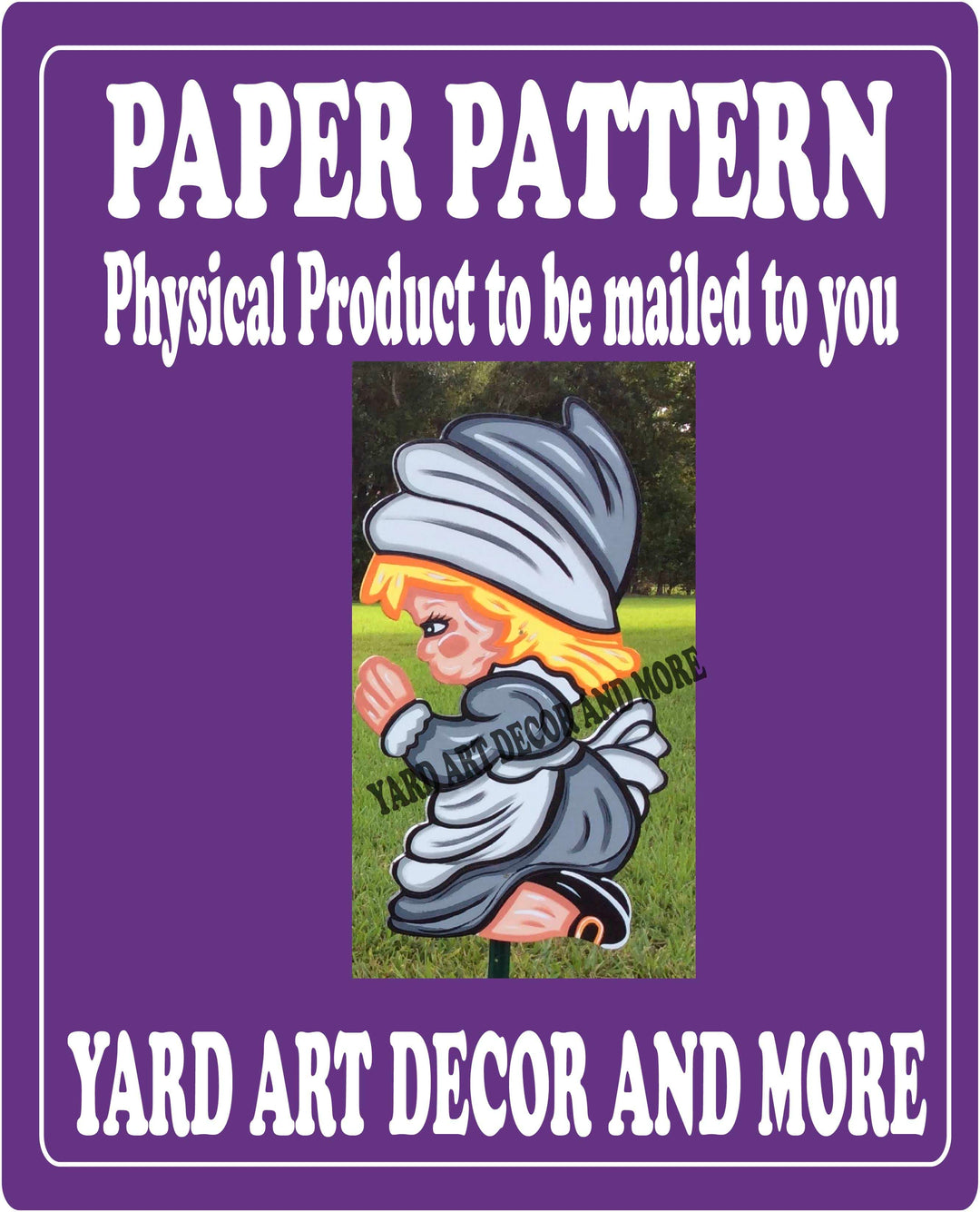 Thanksgiving Praying Pilgrim Girl yard art decor paper pattern