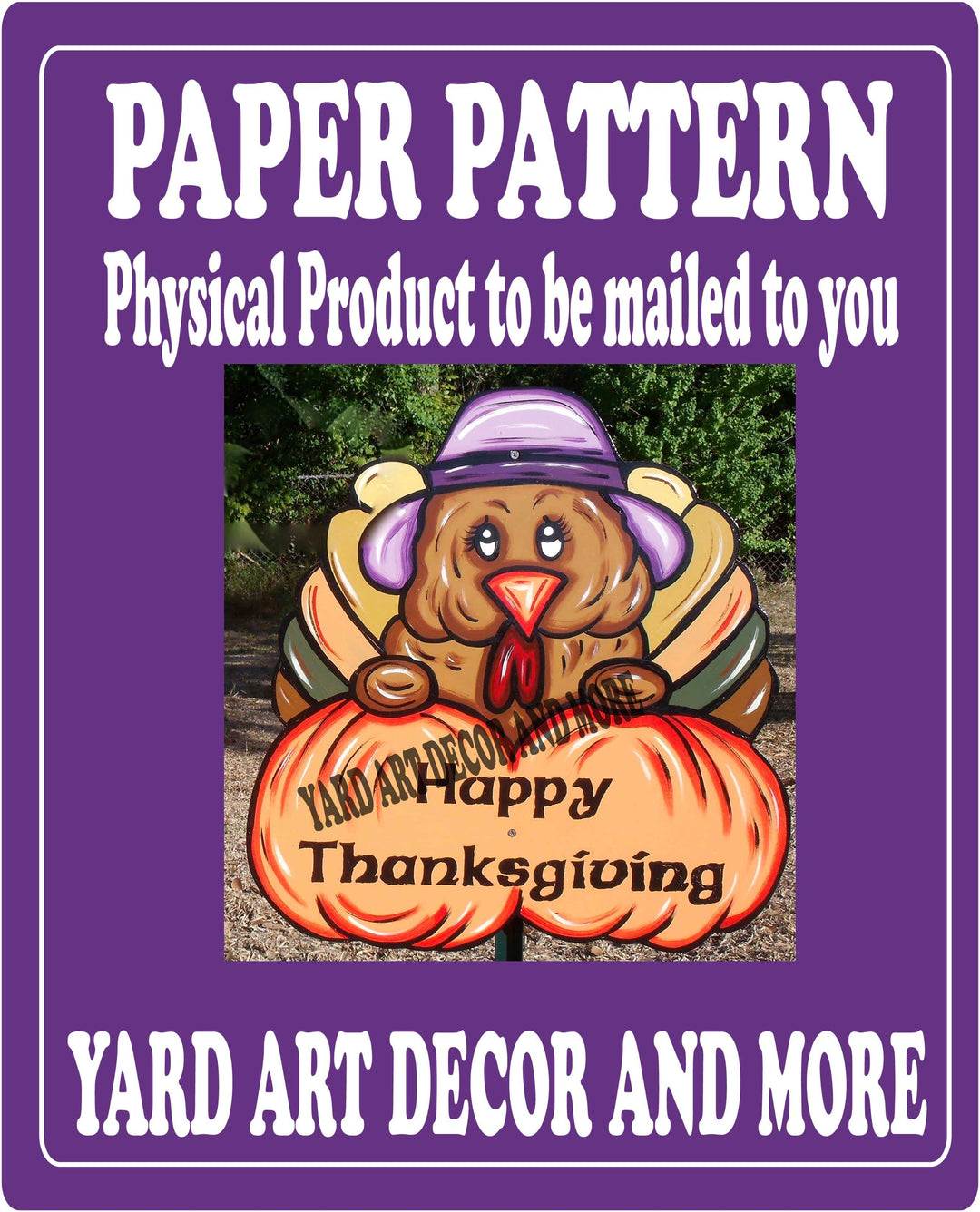 Thanksgiving Turkey with Happy Thanksgiving Pumpkin yard art decor paper pattern