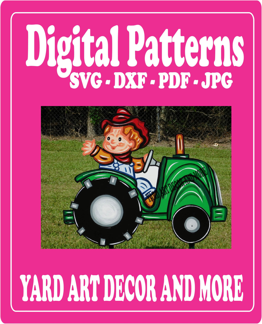 Thanksgiving Pilgrim Boy Drives Tractor yard art decor digital template
