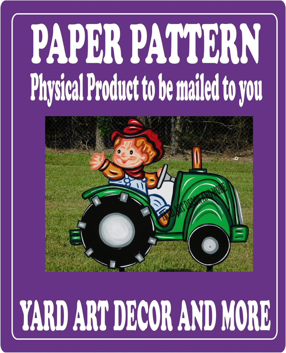 Thanksgiving Pilgrim Boy Drives Tractor yard art decor paper pattern