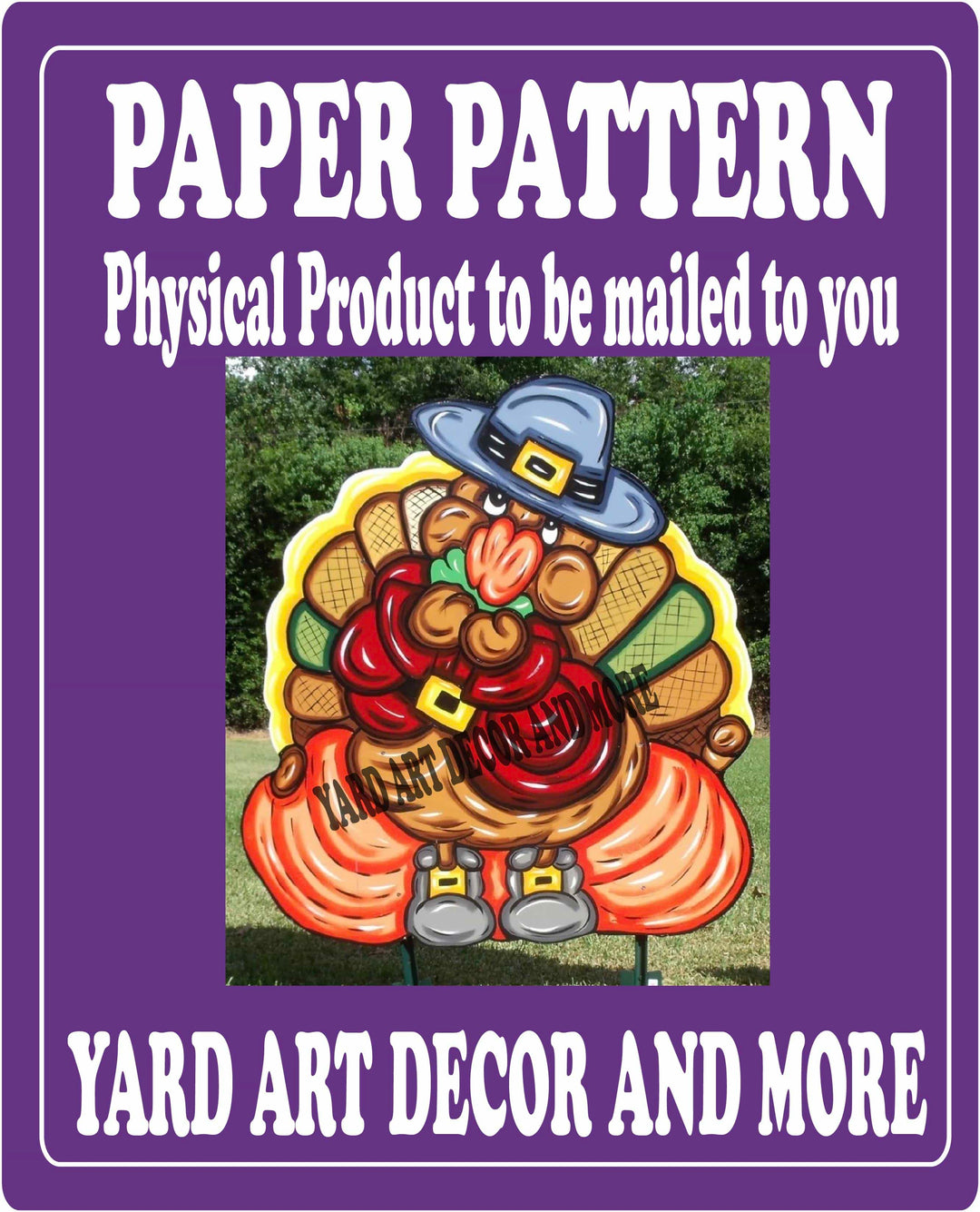 Thanksgiving Turkey with gray boots and pumpkin yard art decor paper pattern