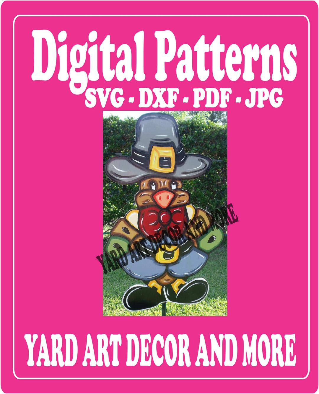 Thanksgiving Turkey wear Pilgrim hat yard art sign digital template