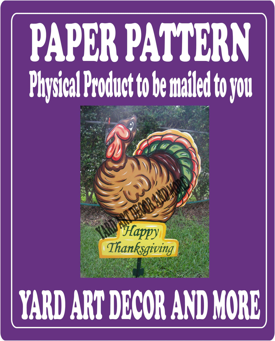 Thanksgiving Turkey Sits on Happy Thanksgiving Sign Paper Pattern