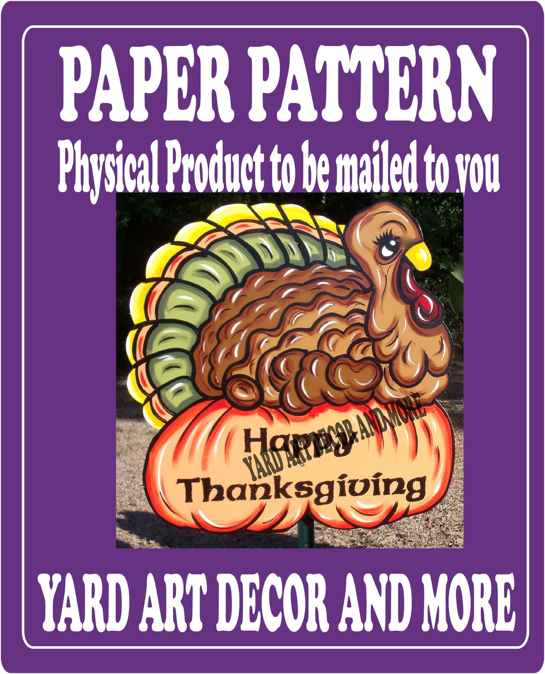 Thanksgiving Fall Turkey Sits on Pumpkins yard art decor paper pattern