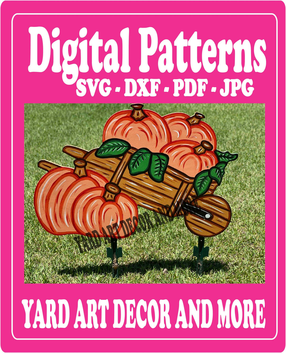 Fall Wheelbarrow of pumpkin yard art decor digital template