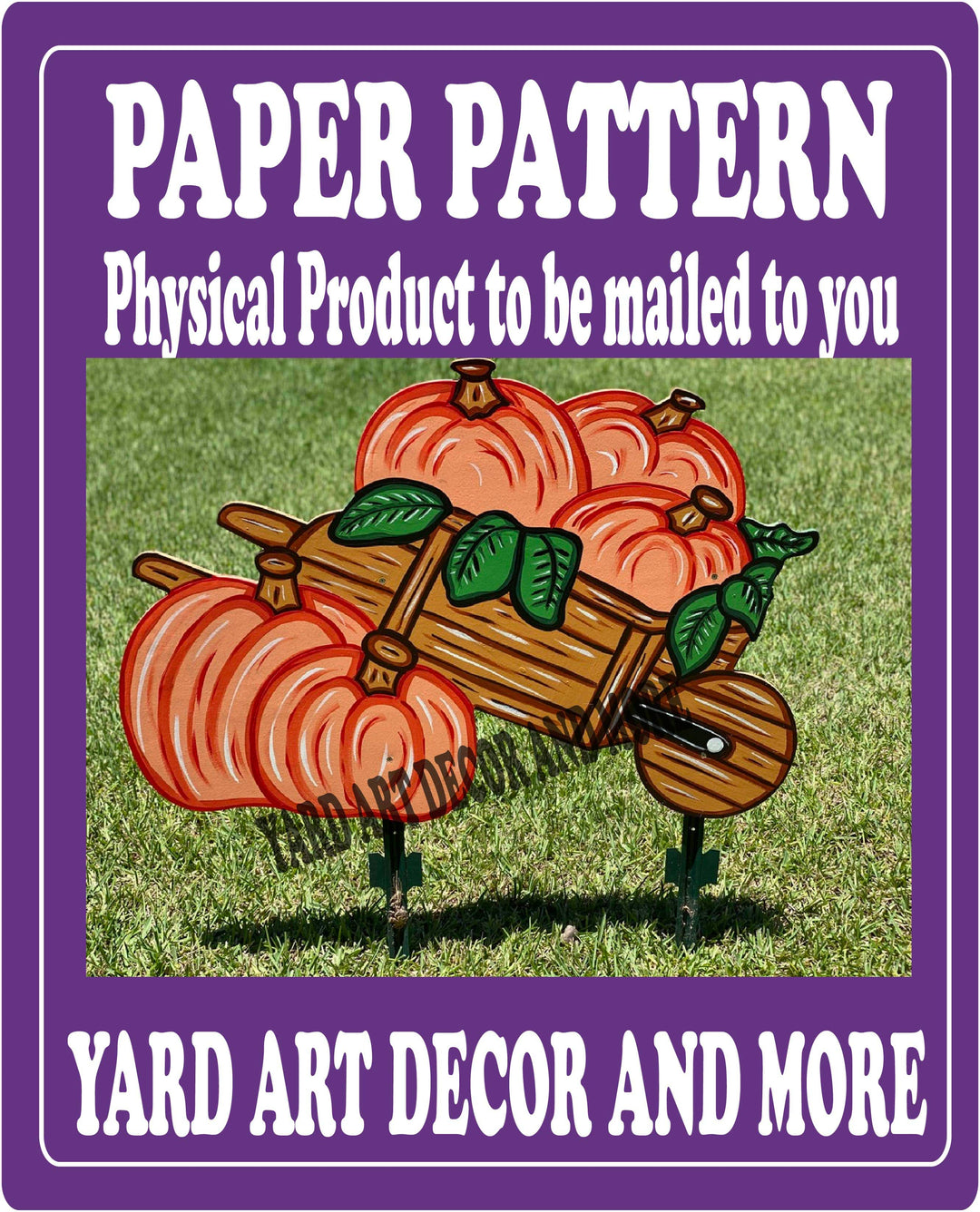 Fall Wheelbarrow of pumpkin yard art decor paper pattern