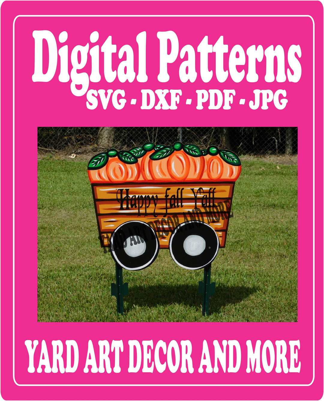 Happy Fall Y'all Card of Pumpkin yard art decor digital template