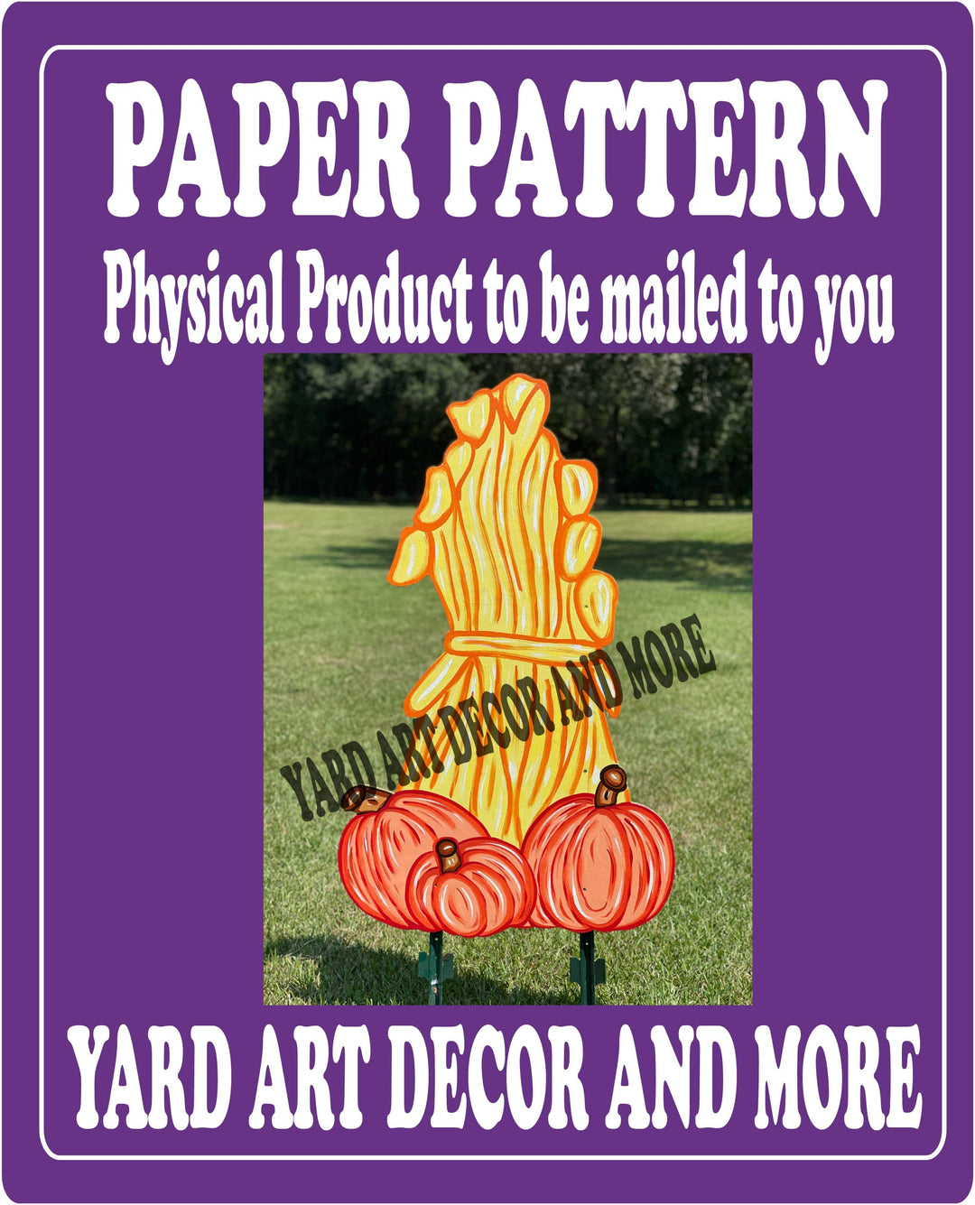 Fall Corn Stalk yard art decor paper pattern