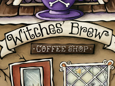 Witches' Brew Coffee Shop Halloween yard art