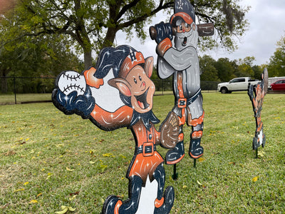 Christmas Astros Baseball Santa and Elves Yard Decoration