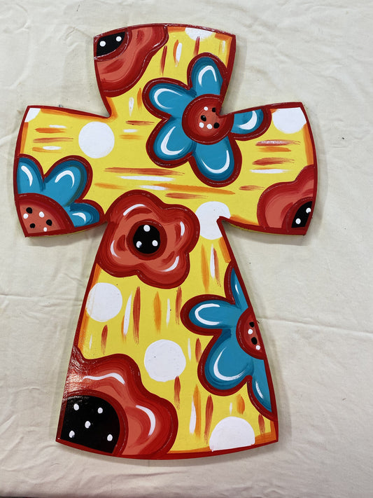 Yellow Floral Cross DIY Blank Yard Art